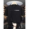 Heren zwart T-shirt met ronde hals en witte Face The Future letteropdruk casual stijl - S / Zwart