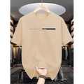 Heren khaki T-shirt met korte mouwen en Face The Future tekstprint op de borst - S / Khaki