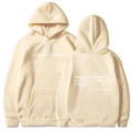 Beige fleece hoodie with 'you are enough' print and kangaroo pocket in cream color - XS / Tops / Khaki - White Print
