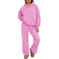 Bright pink oversized hoodie and matching wide-leg sweatpants set for women - S / Top And Bottom / Pink