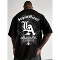Black oversized T-shirt with gothic LA print and white lettering on the back - Black 1