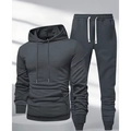 Minimalist dark grey hooded sweatshirt and jogger pants set with ribbed cuffs - S / Dark Gray