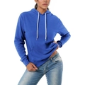 Damen Kapuzenpullover in Königsblau mit weißem Kordelzug und praktischer Bauchtasche - S / Blau
