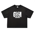 Schweres schwarzes Oversize Boxy Fit Gym T-Shirt mit Gym Warriors Grafikdruck - M / Schwarz