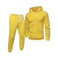 Heren casual trainingspak in heldergeel met een hoodie en bijpassende joggingbroek - Geel