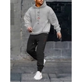 Tuta casual da uomo con felpa con cappuccio grigio chiaro e pantaloni sportivi neri stampati - S / Grigio chiaro