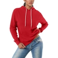 Sweat à capuche rouge pour femme avec cordon de serrage blanc et poche kangourou pratique - S / Rouge