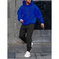 Completo uomo con felpa blu reale con cappuccio e pantaloni neri con stampa grafica - S / Blu Reale
