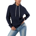 Sweat à capuche léger à manches longues pour femme bleu marine avec cordons blancs - S / Bleu marine