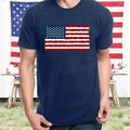 T-shirt bleu marine pour homme avec drapeau américain vieilli pour la fête nationale - S / Bleu Marine 2 (Drapeau Vintage)