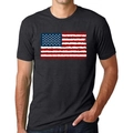 T-shirt homme gris anthracite avec imprimé drapeau américain effet vieilli au torse - S / Noir 2 (Drapeau Vintage)