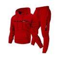 Tuta sportiva da uomo rossa con stampa di lettere, felpa con cappuccio e pantaloni - Taglia S / Rosso