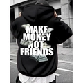 Oversize-Hoodie in Schwarz mit weißem MAKE MONEY NOT FRIENDS und Dollarschein-Grafik - S / Schwarz