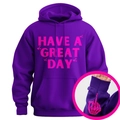 Sweat à capuche violet avec imprimé Have A Great Day et motif crâne rose sur le poignet - S / Violet/Rose