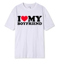 Detail of white cotton T-shirt featuring bold I Love My Boyfriend slogan print - S / Tops / I Love My Boyfriend - White