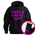 Sweat à capuche noir Have A Great Day avec motif squelette violet sur la manche - S / Noir/Violet