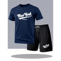Ensemble d'été pour hommes avec T-shirt New York bleu marine et short noir - S / Haut Et Bas / Marine Noir 2
