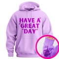 Sweat à capuche lavande avec texte Have A Great Day et motif crâne sur le poignet - S / Violet Clair/Violet