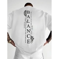 White oversize cotton T-shirt with black gothic Balance graphic print on back - S / White (Back Balance Print)