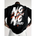 Black cotton gothic T-shirt featuring NO RISK NO STORY white graffiti print and red details - S / Black (No Risk Style)