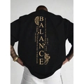 Black cotton oversized T-shirt with gold Balance back print and anatomical heart art - S / Black (Back Balance Print)