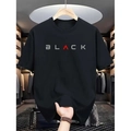 T-shirt noir lourd en coton pour hommes avec imprimé gothique et flèche rouge graphique - S / Noir (Impression Black sur le Devant)