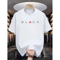 T-shirt homme blanc en coton épais avec imprimé gothique Black et triangle rouge stylé - S / Blanc (Impression Black sur le Devant)