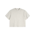 T-shirt Boxy Fit da uomo in cotone grigio chiaro melange con girocollo e maniche corte - Grigio Melange