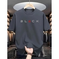 T-shirt homme gris foncé en coton épais avec impression de lettres gothiques BLACK - S / Gris Foncé (Impression Black sur le Devant)