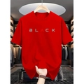 T-shirt homme en coton épais rouge avec un imprimé graphique Black de style gothique - S / Rouge (Impression Black sur le Devant)
