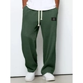 Pantaloni sportivi da uomo verde scuro in maglia a nido d'ape con coulisse e gamba dritta - S / Verde