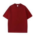 T-shirt classica boxy fit a girocollo in cotone pesante in una tonalità rosso bordeaux - Borgogna