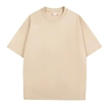 T-shirt corta Boxy Fit in cotone pesante beige con spalle calate da uomo - Cachi