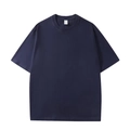 T-shirt uomo Boxy Fit in cotone pesante blu navy scuro con girocollo a costine - Blu navy