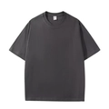 T-shirt corta Boxy Fit in cotone pesante grigio scuro con spalle scese e girocollo - grigio scuro