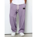 Pantaloni casual viola da uomo in maglia a nido d'ape con coulisse e vestibilità comoda - Taglia S / Violetto