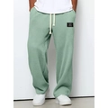 Pantaloni sportivi da uomo in maglia a nido d'ape verde chiaro con taglio dritto largo - Taglia S / Verde chiaro