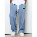 Pantaloni sportivi da uomo azzurri in maglia a nido d'ape con coulisse in vita - Taglia S / Celeste