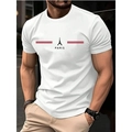 Herren T-Shirt in Weiß mit schwarzem Eiffelturm-Print Paris und Rundhalsausschnitt - S / Weiß (Paris Eiffelturm)