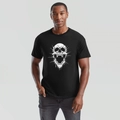 Zwart heren T-shirt met ronde hals en witte schedelprint in casual straatstijl - M / Zwart Witte Kunst Schedel