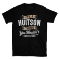 Heren T-shirt van zwart katoen met Huitson-print en een klassieke ronde hals - M / Zwart HUITSON Tekst