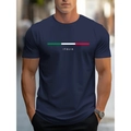 T-shirt uomo blu navy slim fit con stampa della bandiera italiana e scritta Italia - Taglia S / Blu Marino (Stile Italia)