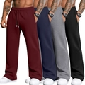 Lot de 4 pantalons de jogging amples pour hommes en bordeaux, bleu, gris et noir à cordon - Bordeaux + Bleu Marine + Gris + Noir