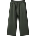 Pantaloni casual a gamba larga verde oliva scuro con elastico e coulisse in vita - Taglia S / Verde militare