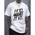 Detail of the high-quality black lettering print on a white cotton T-shirt for men - S / White