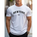Wit heren T-shirt met korte mouwen en zwarte New York USA grafische print - S / Wit