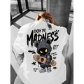 White cotton t-shirt with black graffiti skateboard character print on back - S / White