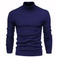 Nauwsluitende heren coltrui in donkerblauw met geribbelde manchetten en zoom afwerking - S / Marineblauw