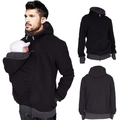 Sweat à capuche porte-bébé 2-en-1 pour homme avec poche kangourou chaude - M / Noir