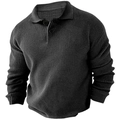 Maglione polo da uomo slim fit in maglia a nido d'ape nero con maniche lunghe e polsini - M / grigio scuro